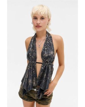 Urban Outfitters Uo Rowan Camo Sequin Top - Black