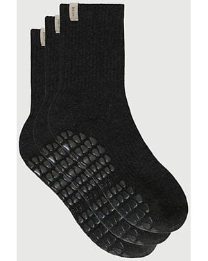 Fraise Set Of 3 Pilates Grip Socks - Black