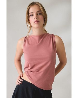 Out From Under Stormy Asymmetric Twisted Boatneck Tank Top - Pink
