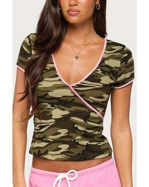 Edikted Teana Contrast Camo Top - Black
