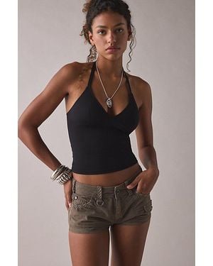 Out From Under Je T'Aime Cropped Halter Top - Brown