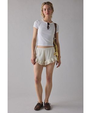 Kimchi Blue Sedona Lace Trim Ruffle Micro Shorts - Gray