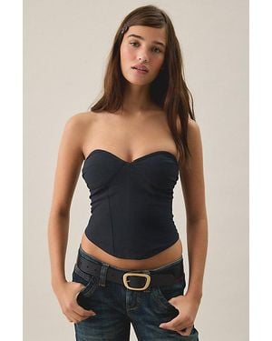 Kimchi Blue Divine Seamed Strapless Bustier Top - Black
