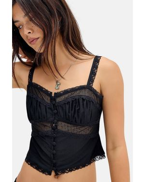 Urban Outfitters Uo Fan Favourite Check Mesh Cami & Maxi Skirt Set - Black