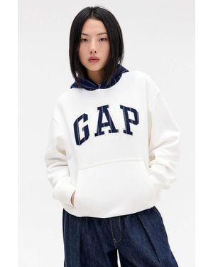 Gap White Pinstripe Logo Hoodie