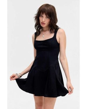 BDG Leah Pleated Mini Dress - Black