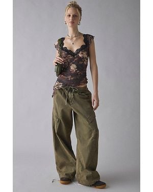 BDG Station Cocoon Baggy Barrel Leg Cargo Pant - Green