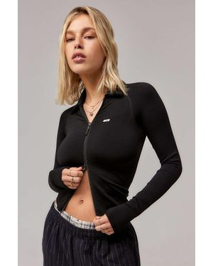 iets frans... Hallie Zip-up Long Sleeve Top - Black