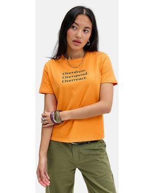 Urban Outfitters Uo Overdressed Boxy Slogan Tee - Orange