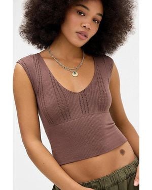 Out From Under Winnie Cap Sleeve Top - Brown