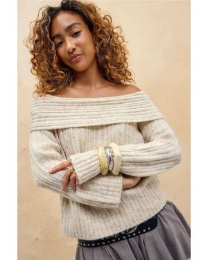 Kimchi Blue Bardot Off-the-shoulder Jumper - Brown