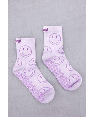 Brogi Yoga Smiley Grip Pilates Socks - Purple