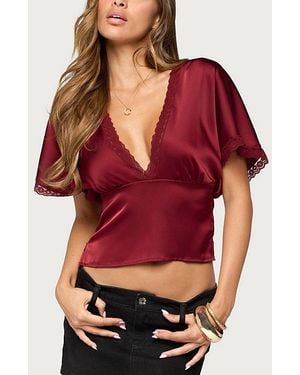Edikted Ihara Lacey Cinched Waist Top - Red