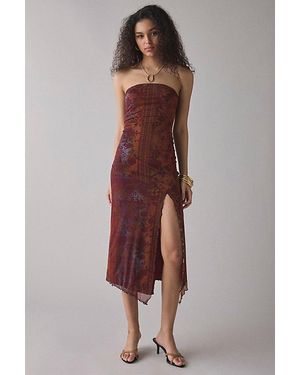 Urban Outfitters Uo Samara Mesh Strapless Midi Dress - Brown