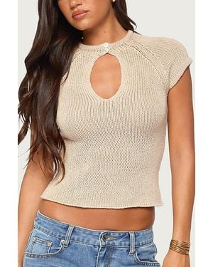 Edikted Ganni Keyhole Cutout Knit Top - Gray