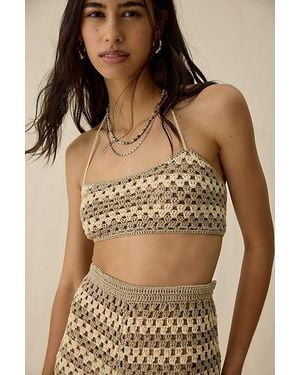 AFRM Gaten Crochet Halter Bra Top - Brown