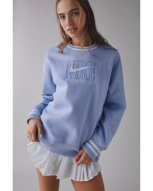 Nike Sportswear Phoenix Fleece Graphic Oversized Crew Neck Pullover Top - Blue