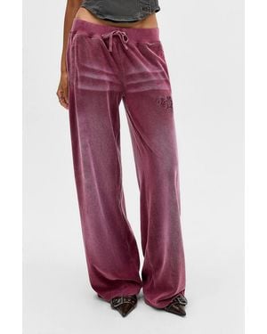 Juicy Couture Uo Exclusive Ida Washed Velour Track Trousers - Red