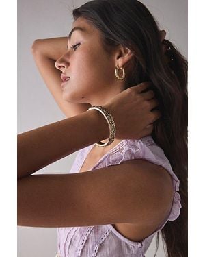Urban Outfitters Textured Antiqued Flora Bangle Bracelet - Brown