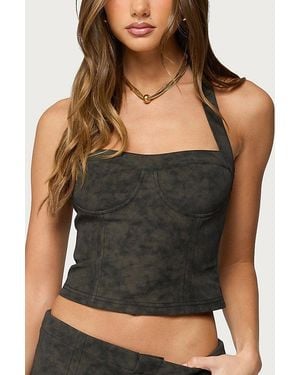 Edikted Taia Distressed Faux Leather Corset - Multicolor