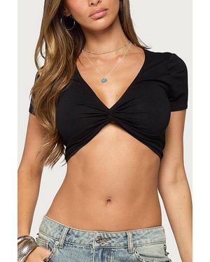 Edikted Neila Twist Front Cropped Top - Black