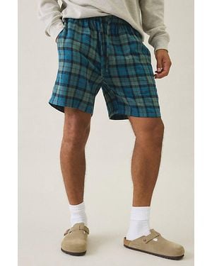 Standard Cloth Plaid Flannel Lounge Shorts - Blue