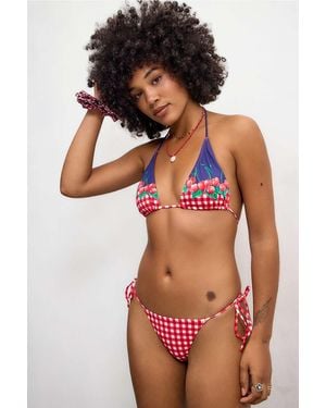 Damson Madder Cherry Pie Tie Side Bikini Bottoms - Blue