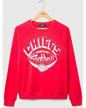 Junk Food Nfl Football Raglan Crewneck Fleece Sweatshirt - Red