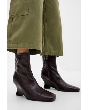 Raid Brown Elsana Ankle Wedge Boots - Green