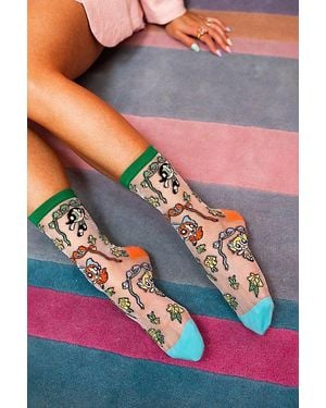 Sock Candy Powerpuff Girls Coquette Shimmer Sheer Sock - Gray