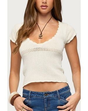 Edikted Caelyn Knit V Neck Top - Grey