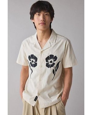 Native Youth Cal Revere Collar Flower Applique Shirt Top - Gray
