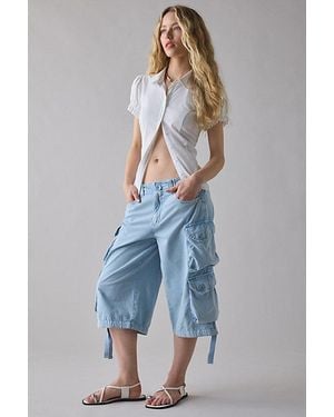 BDG Omaha Mid-Rise Baggy Utility Jort - Blue