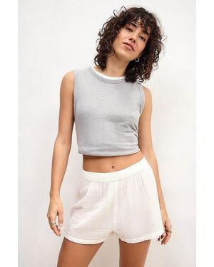 Out From Under Tie Side Cotton Gauze Short - White