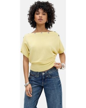 Urban Outfitters Uo Popper Short Sleeve Batwing Top - Blue