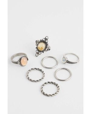 Silence + Noise Silence + Noise Ornate Gem Rings 7-pack - White