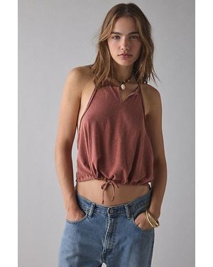 Out From Under Alexa Tie-Front Racerback Tank Top - Brown