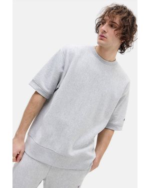 Champion Grey Reverse Weave Short Sleeve Sweatshirt - White