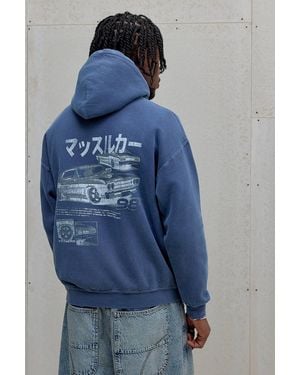 Urban Outfitters Uo Blue Big Block Car Hoodie