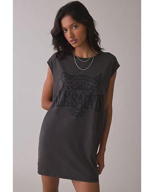 AllSaints Wild Brooke Graphic Relaxed Fit Tee Mini Dress - Black