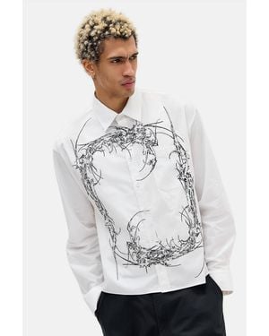 Jaded London Opaque Embroidered Shirt - Grey