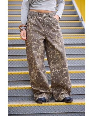BDG Dark Camo Baggy Canvas Trousers - Grey