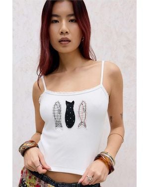 Daisy Street Cream Kipper Cami - White