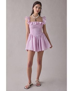 Kimchi Blue Clementine Smocked Ruffle Romper - Pink