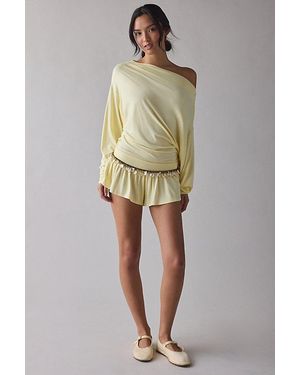 Out From Under Kiera Jersey Knit Off-The-Shoulder Sleep Romper Top - Green