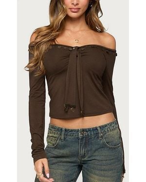 Edikted Aili Coin Charm Off Shoulder Top - Black
