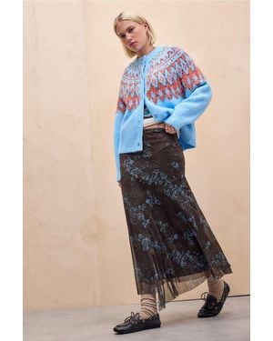 Urban Outfitters Uo Contour Column Mesh Maxi Skirt - Blue