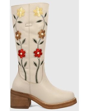 Dingo Bloom Embroidered Leather Boot - White