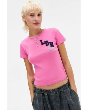 BDG Ldn Appliqué Baby T-shirt - Pink
