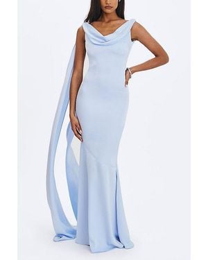 Miss Circle Eira Cowl Scarf-Detail Mermaid Maxi Dress - Blue